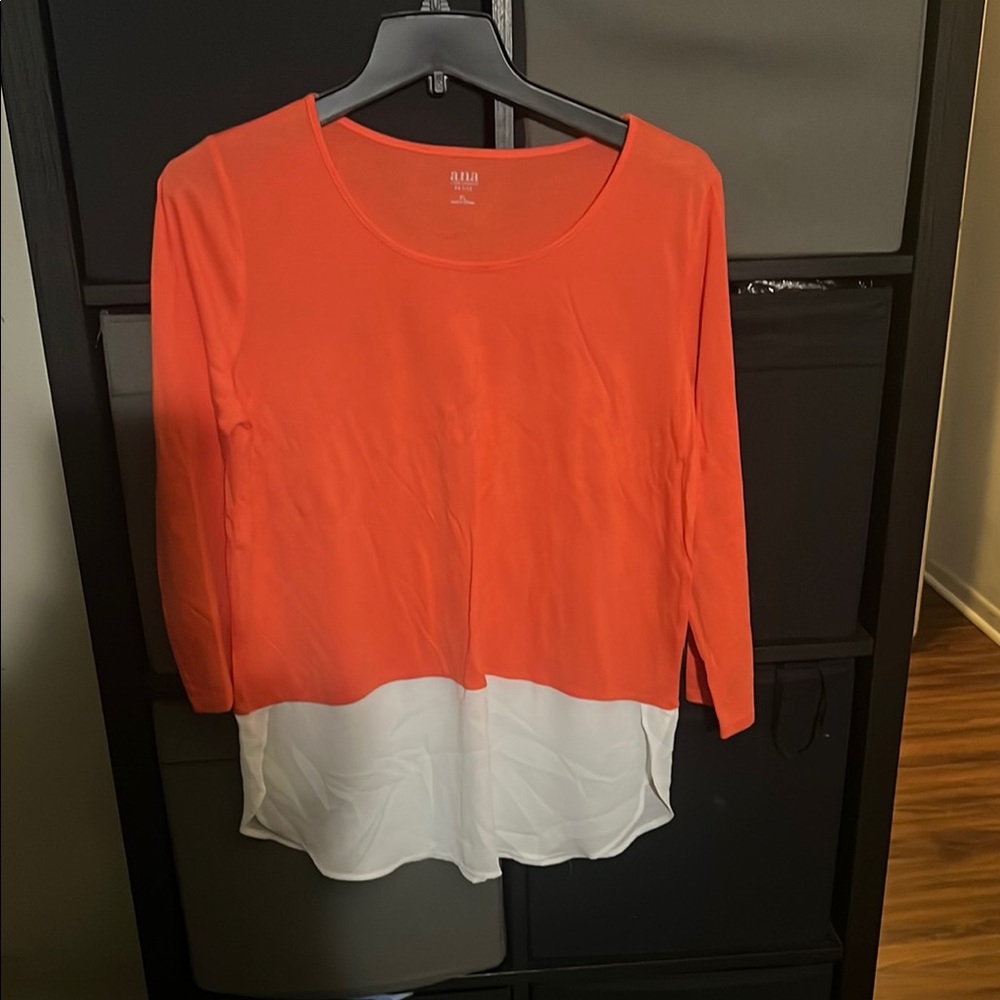 Orange and White Women's Top
